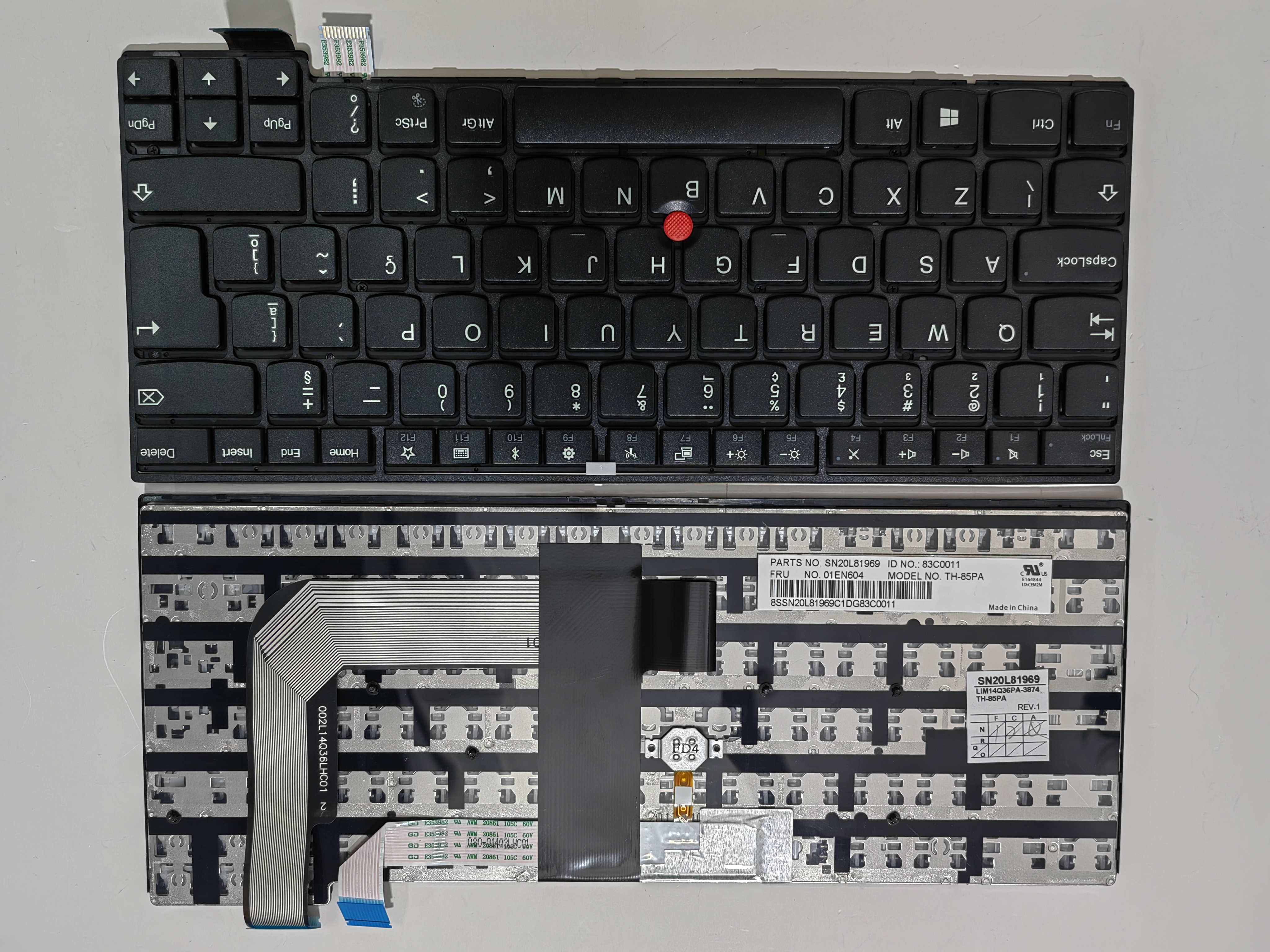 Picture of New Replacement Laptop Keyboard For IBM T470S BLACK FRAME BLACK BR Layout